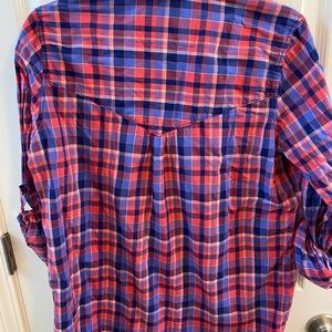 Express plaid button down top women small